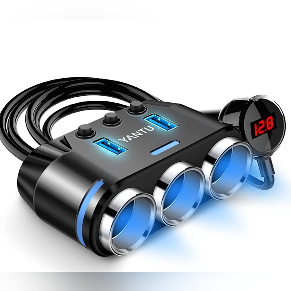 Yantu 12V 3 Socket Car Charger Adapter